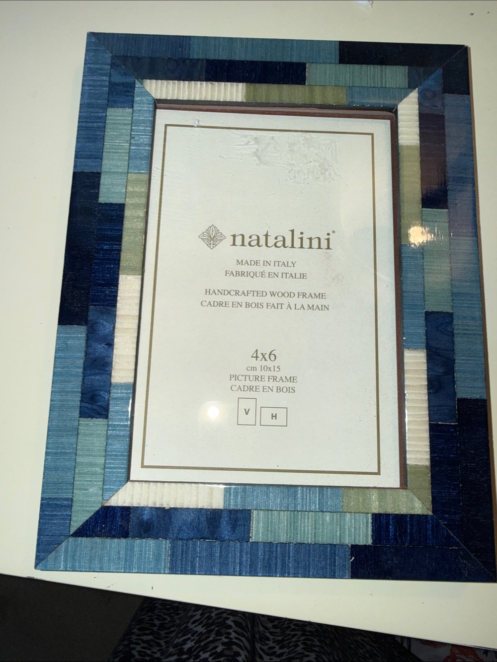 Natalini Blue Mosaic Wood 4x6 Picture Frame